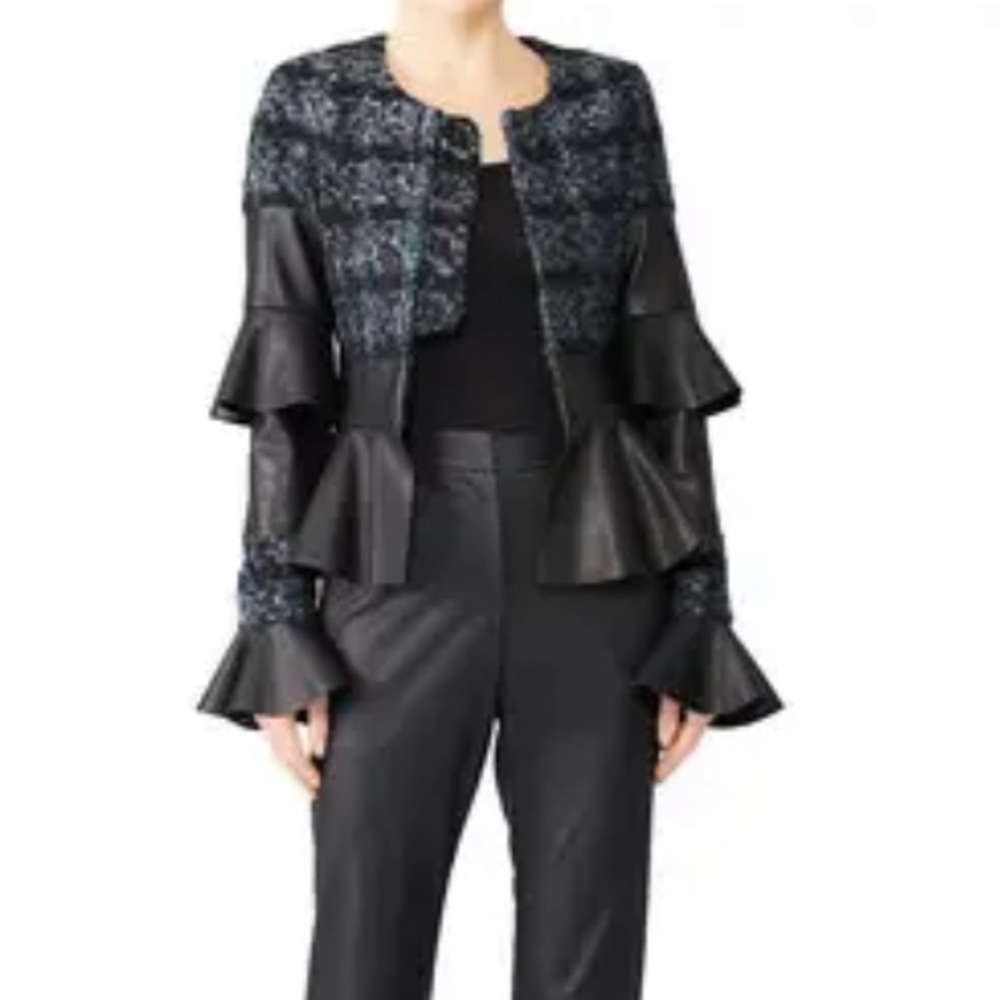 Deborah Lyons knit and leather jacket size 8